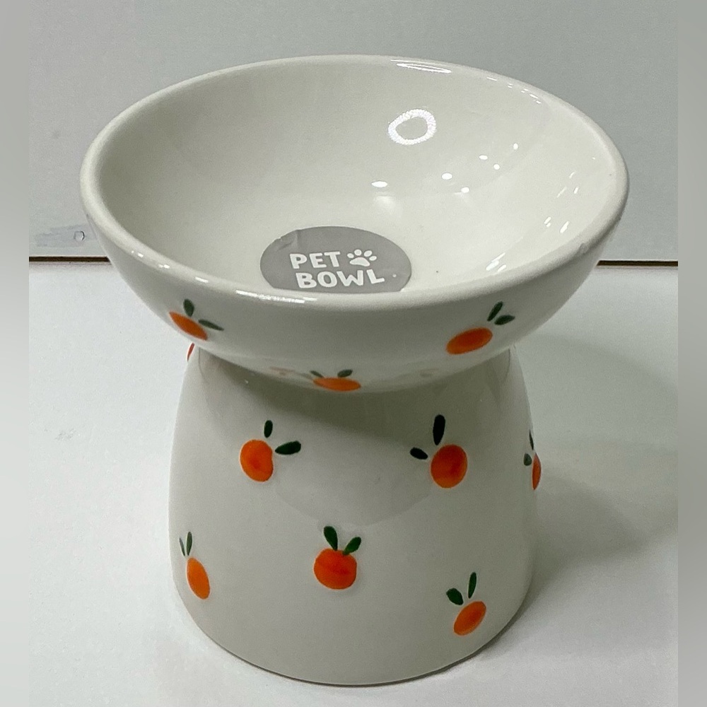Ceramic Oranges Pet Bowl Eccolo Pets Small Dog Cat Bowl NEW